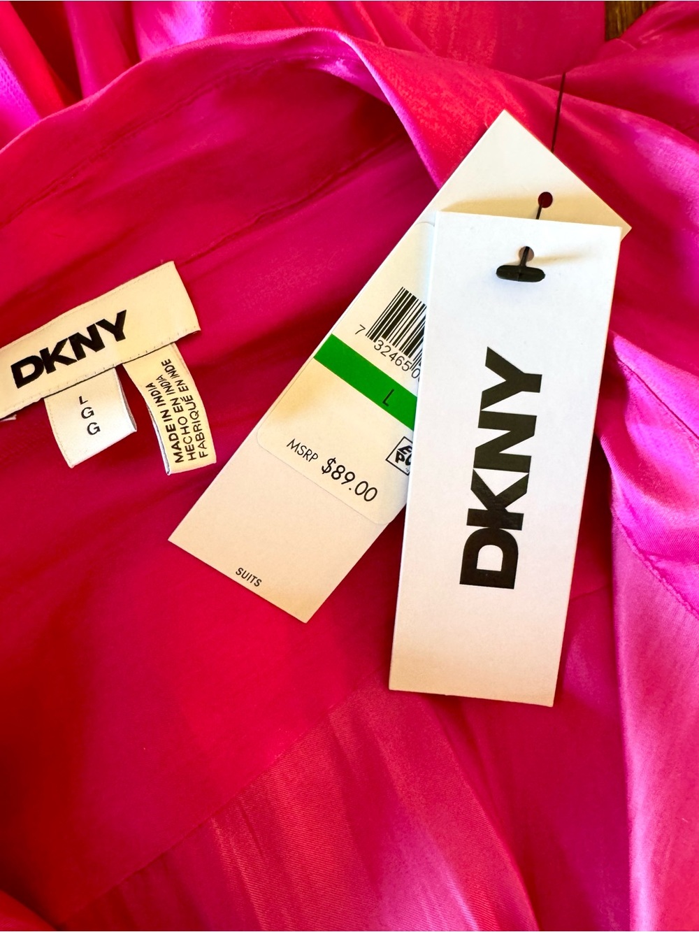 NWT DKNY hot pink button front shirt L - Picture 9 of 11